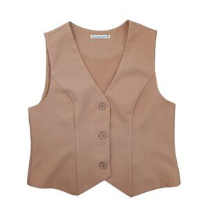 Abercrombie & Fitch Tan Women’s Vest – Button Front Tailored Waistcoat, Size M